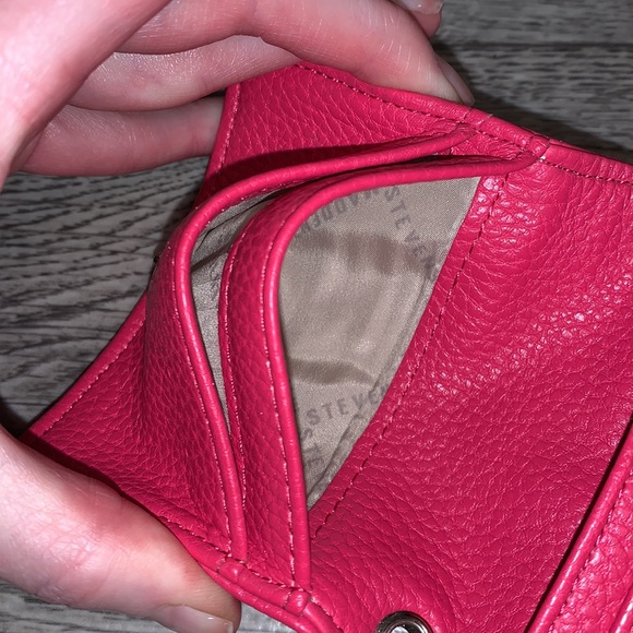 STEVE MADDEN Pink genuine leather embossed Wallet Silver snap keychain organizer - Picture 15 of 16
